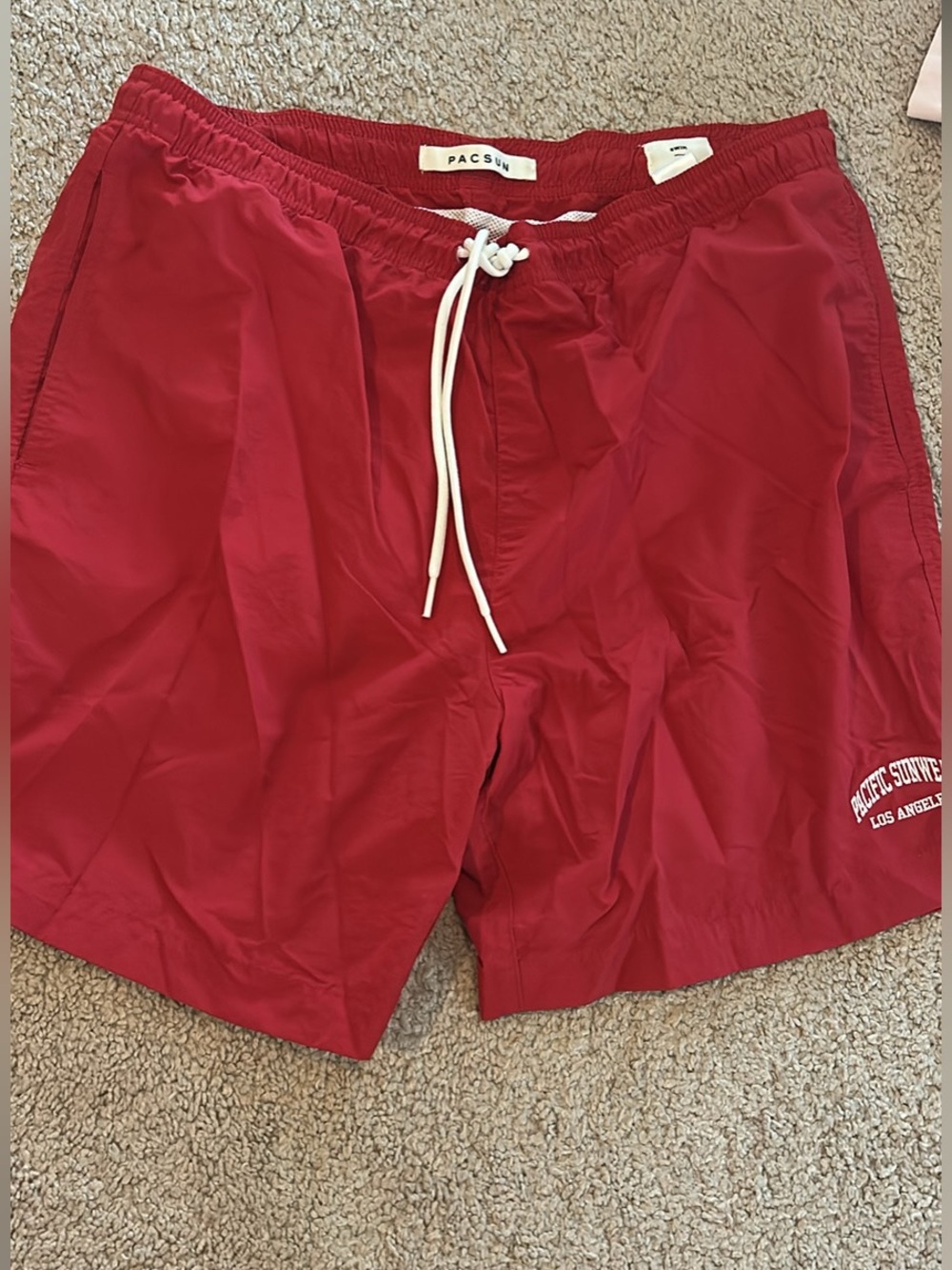 PacSun Red Elastic Waist Swim Trunks